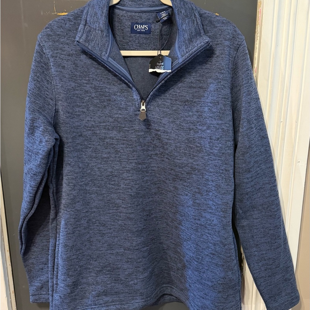 Chaps Men's Heathered Blue Zip-Up Sweater